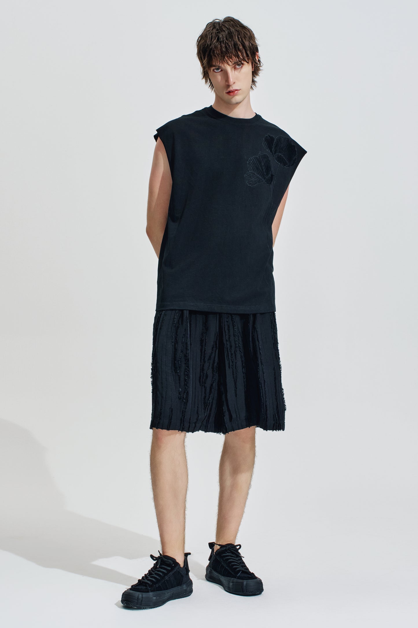 Ripped Texture A Line Shorts