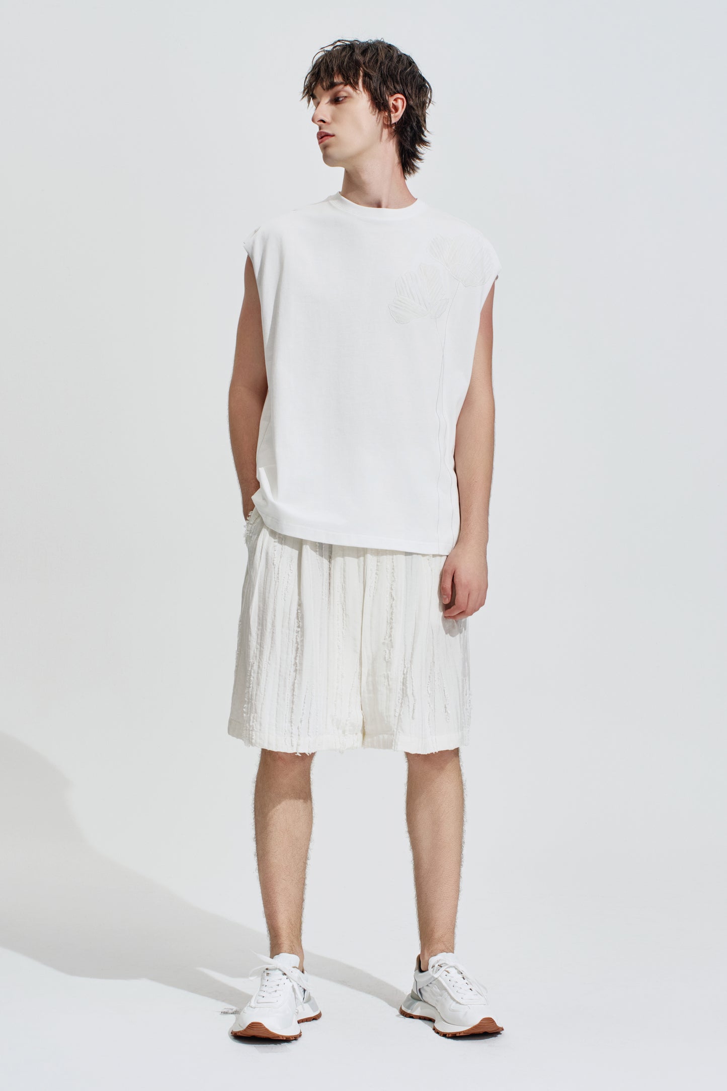 Ripped Texture A Line Shorts