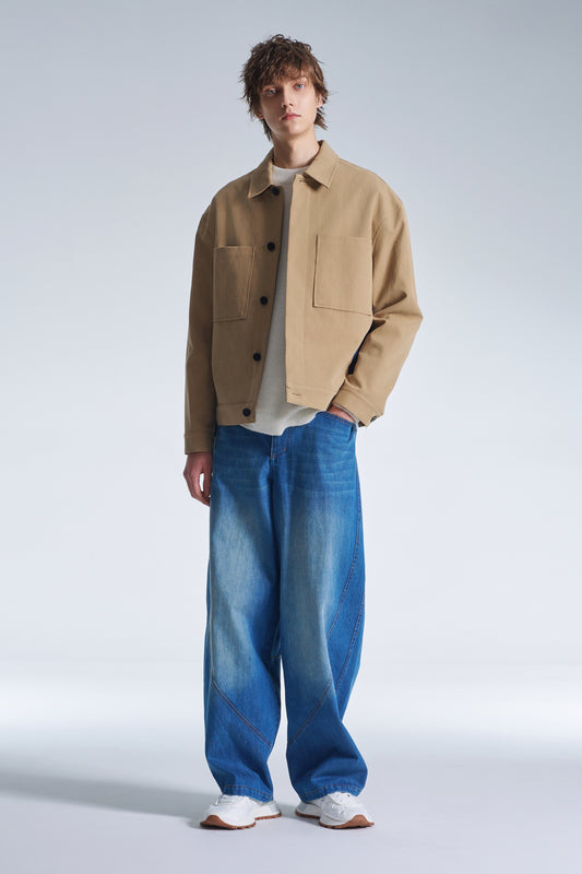 Trench Coat With Denim Trim