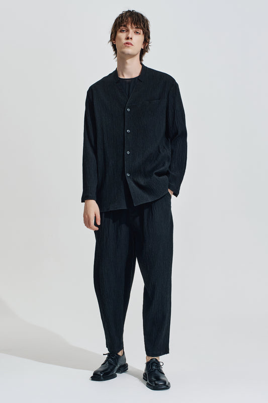 Smocking Textured Pleated Pants