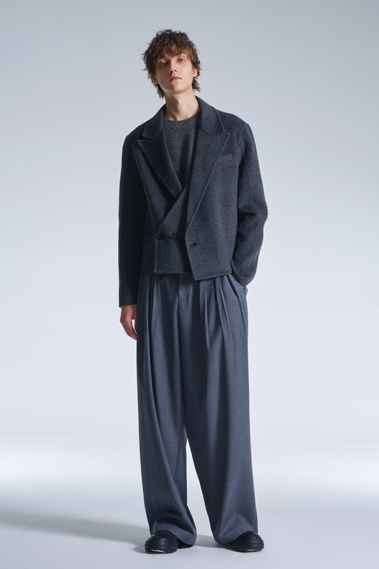 Double Faced Wool Cropped Blazer