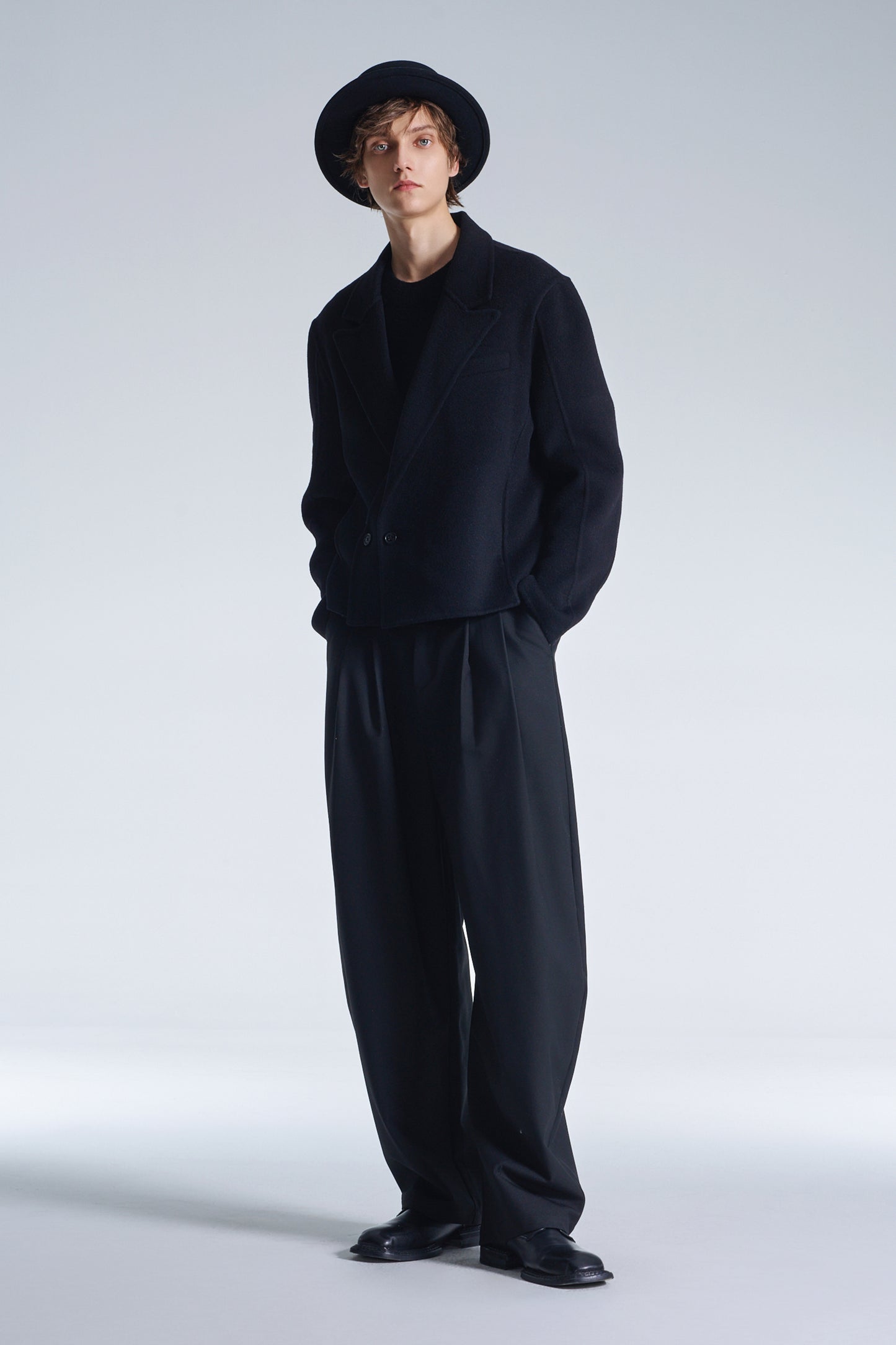 Double Faced Wool Cropped Blazer