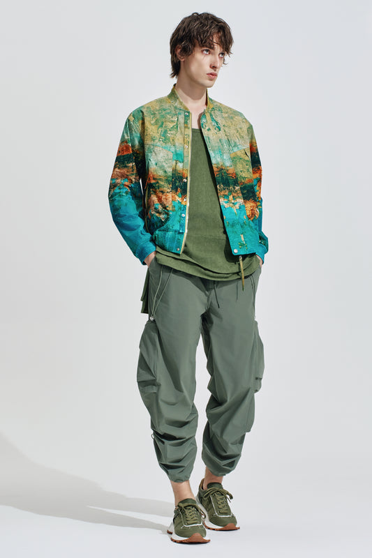 Rust Digital Print Bomber Jacket