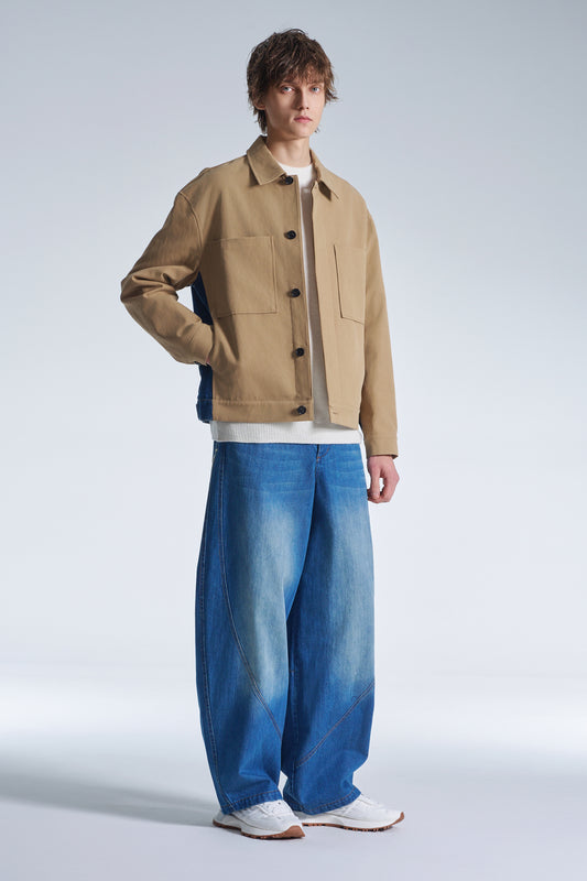 Balloon Fit Washed Denim Pants