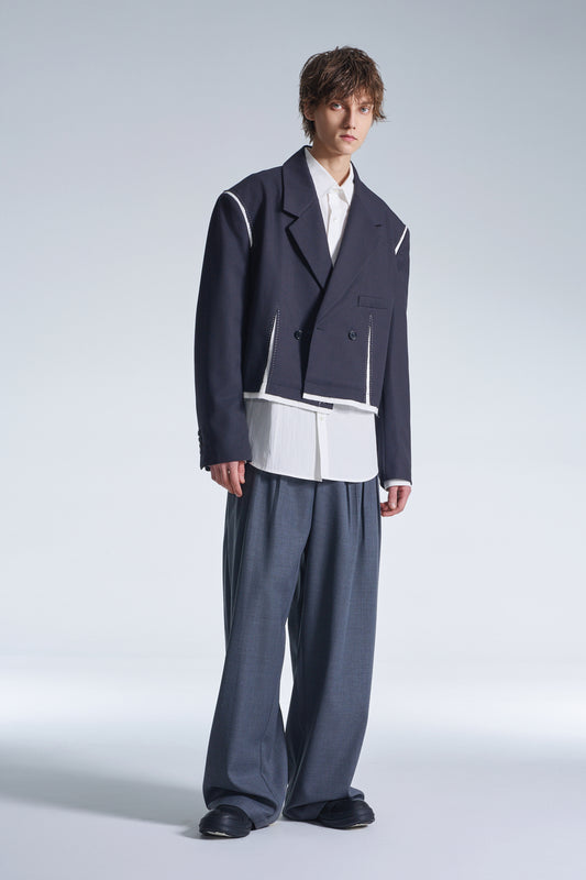 Wide Leg Wool Pants With Multi Pleats