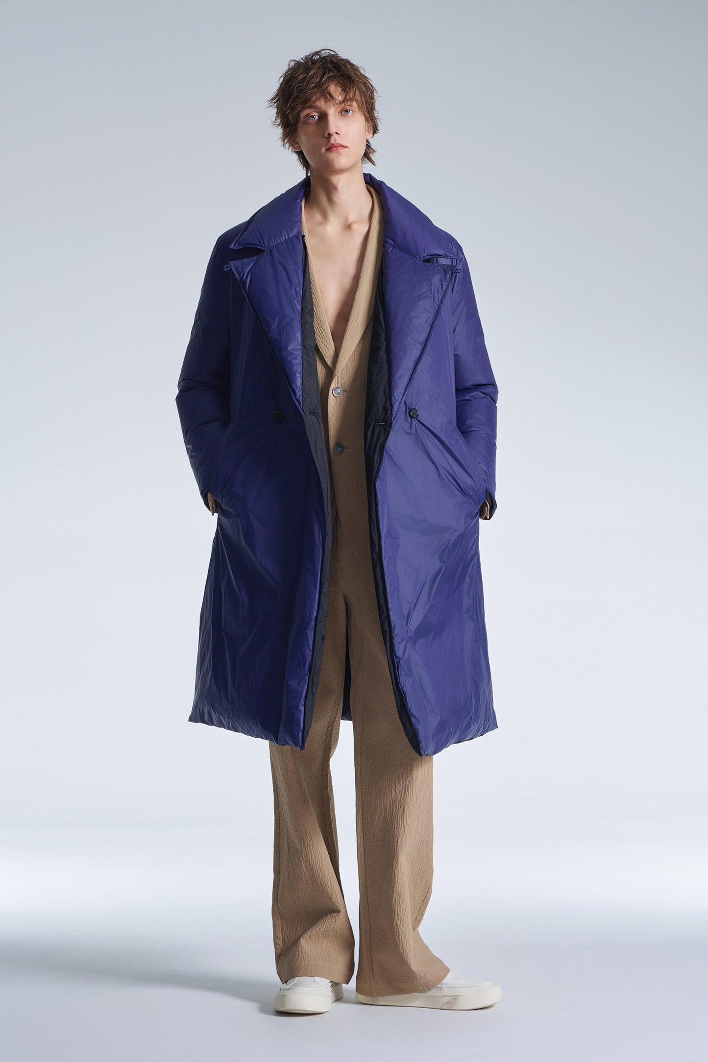 Reversible Down Coat With Belt