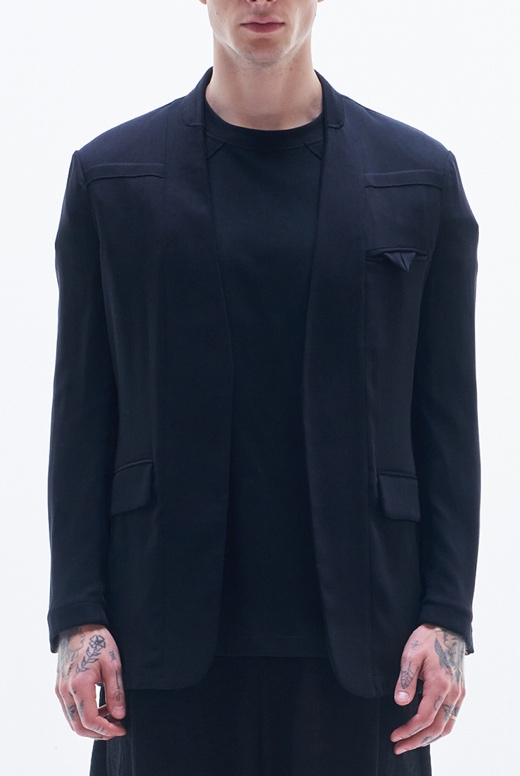 No Collar Wool Blazer