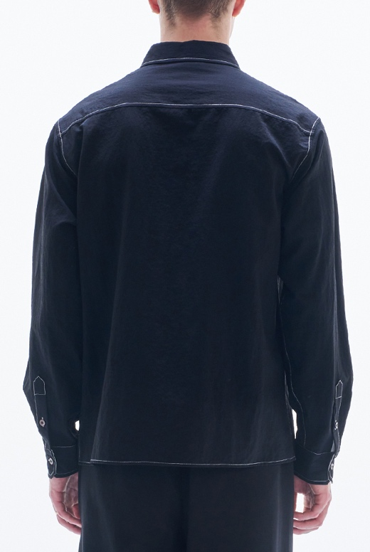 Nylon Cotton Shirt With Color Contract