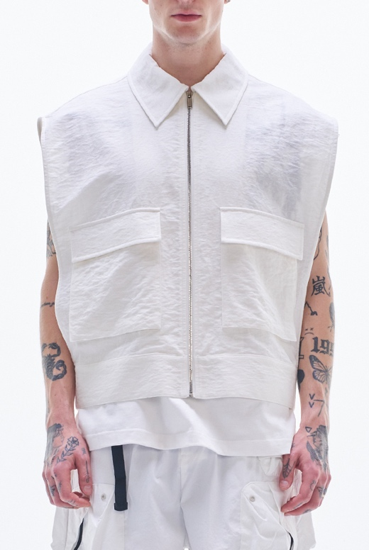 Viscose Linen Zipper Waistcoat