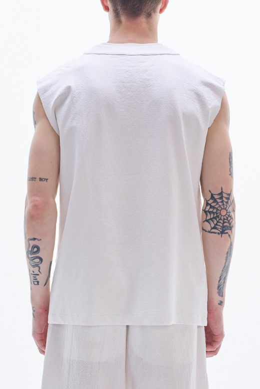 Knit Vest With Raw Edge Cut & Mirrors