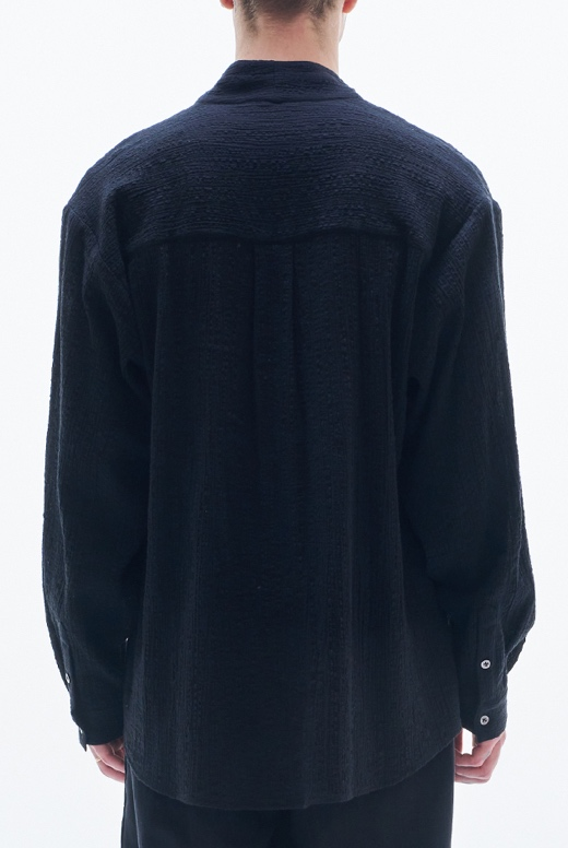 Deep V Neck Texture Cotton Shirt