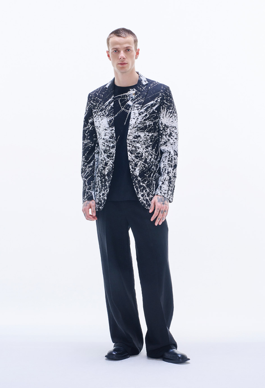 Blazer With Overall Broken Glass Print