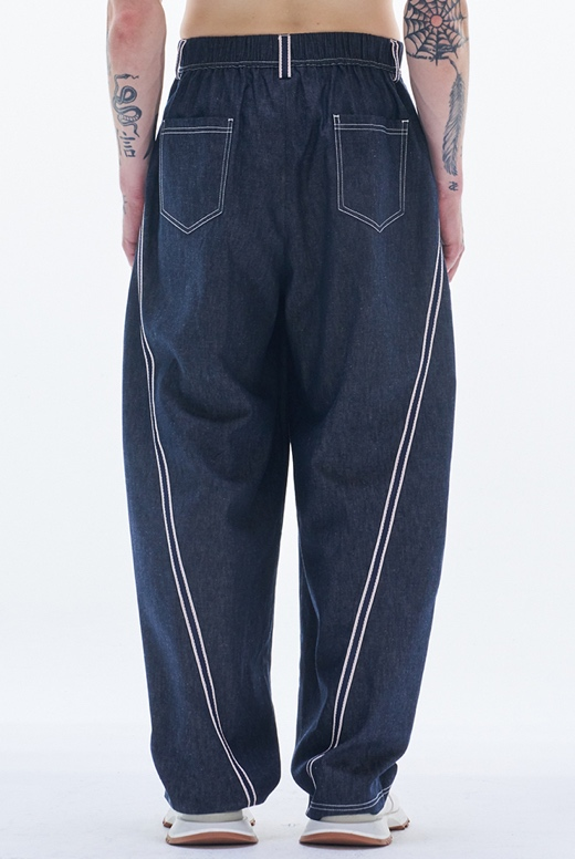 Line Denim Baggy Pants