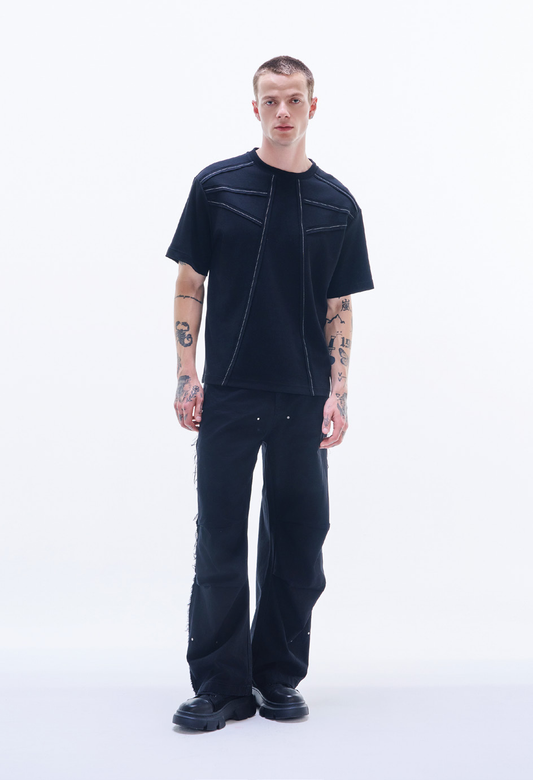 Tee With Raw Edge Tape