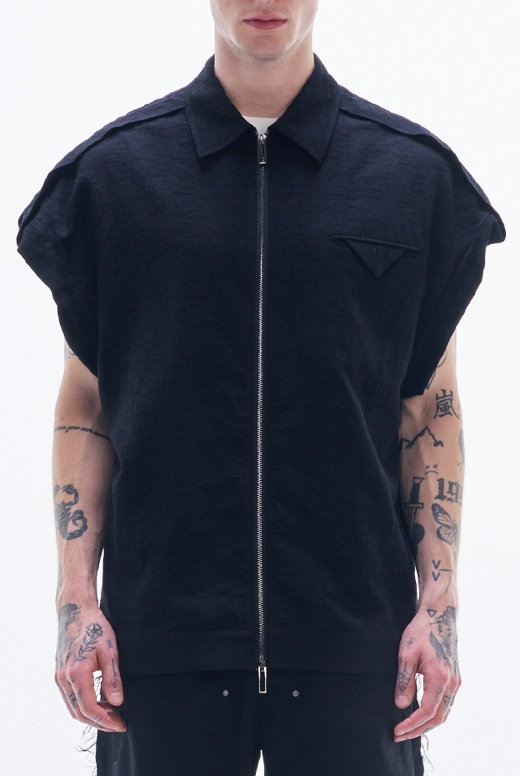 Rayon Cotton Sleeveless Zipper Jacket