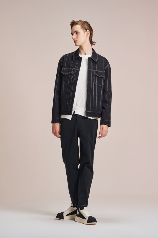 Crepe Jacket With Tape & White Stitching