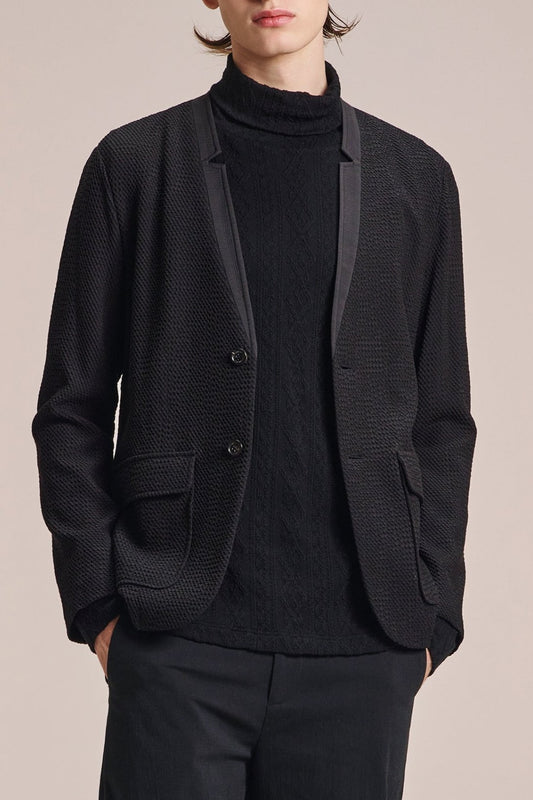 テンセルケーブルニットタートルネックTシャツ