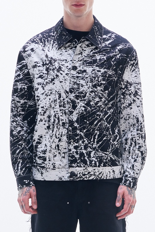 Nylon Cotton Jacket with Broken Glass print