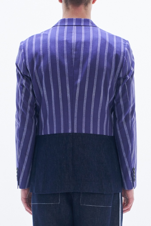 Striped Linen Blazer Contract With Denim