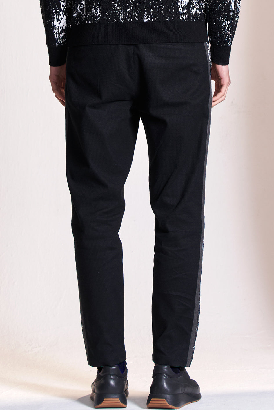 Slim Fit Pants With Texture Trim