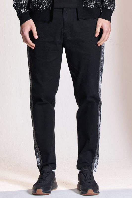 Slim Fit Pants With Texture Trim