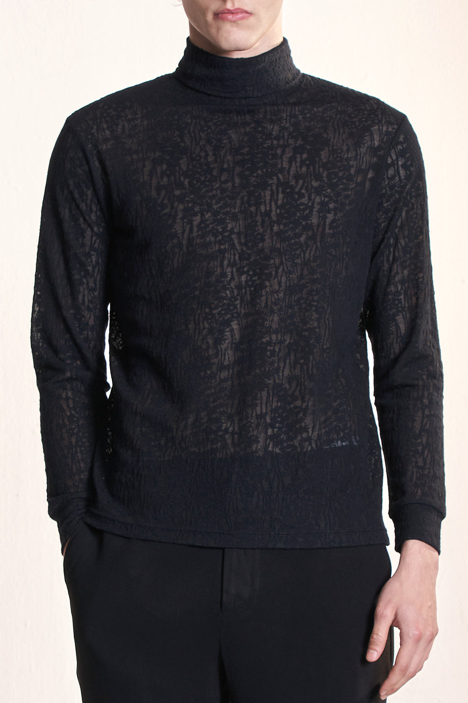 Jersey Burnout Turtleneck Top