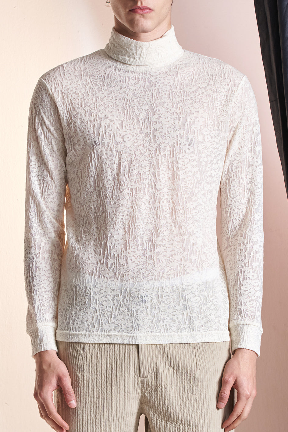 Jersey Burnout Turtleneck Top