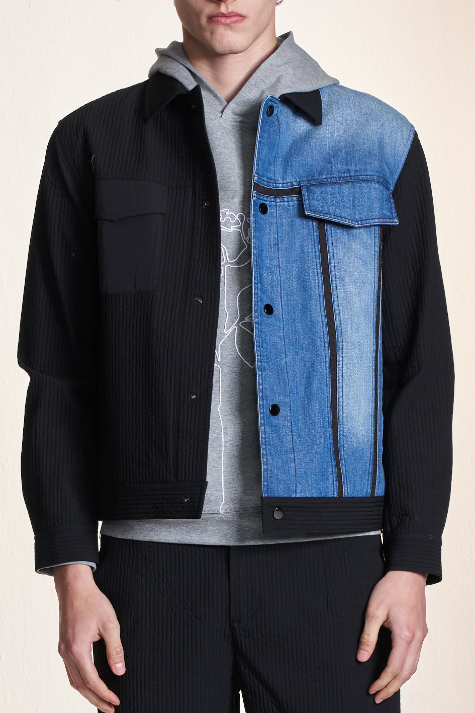 Jacket With Denim Contrast