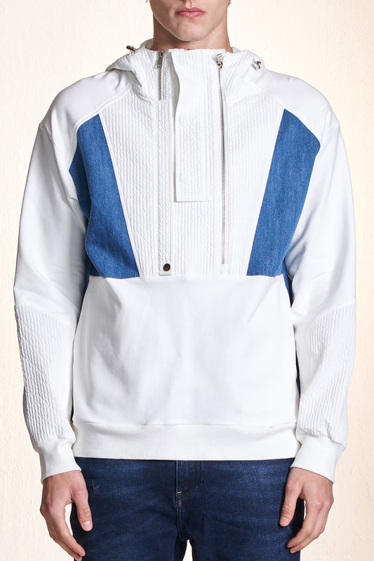 ファブリックコントラストジッパーパーカー