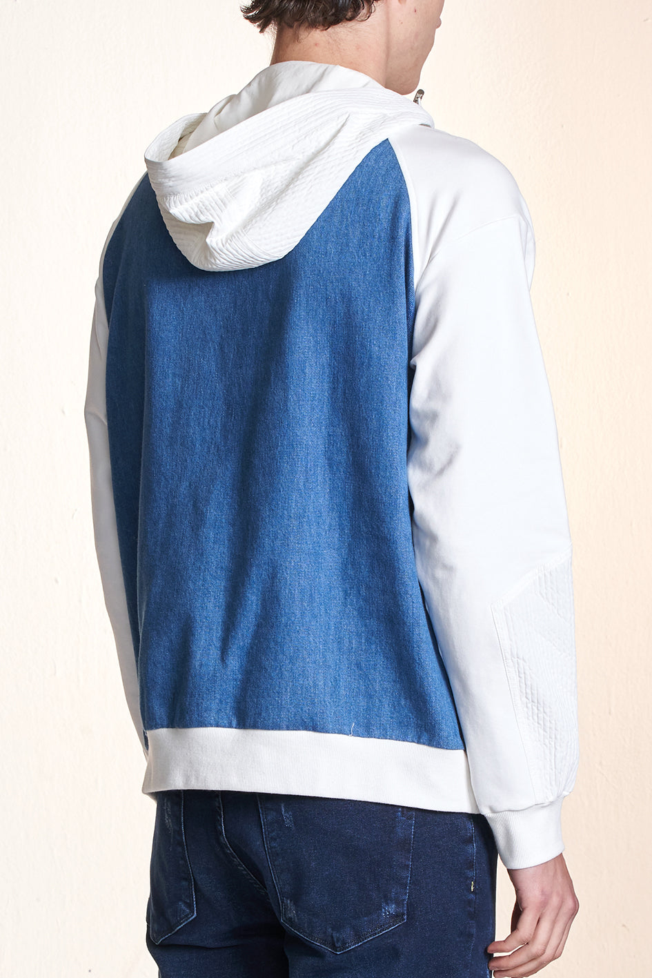 Fabric Contrast Zipper Hoodie