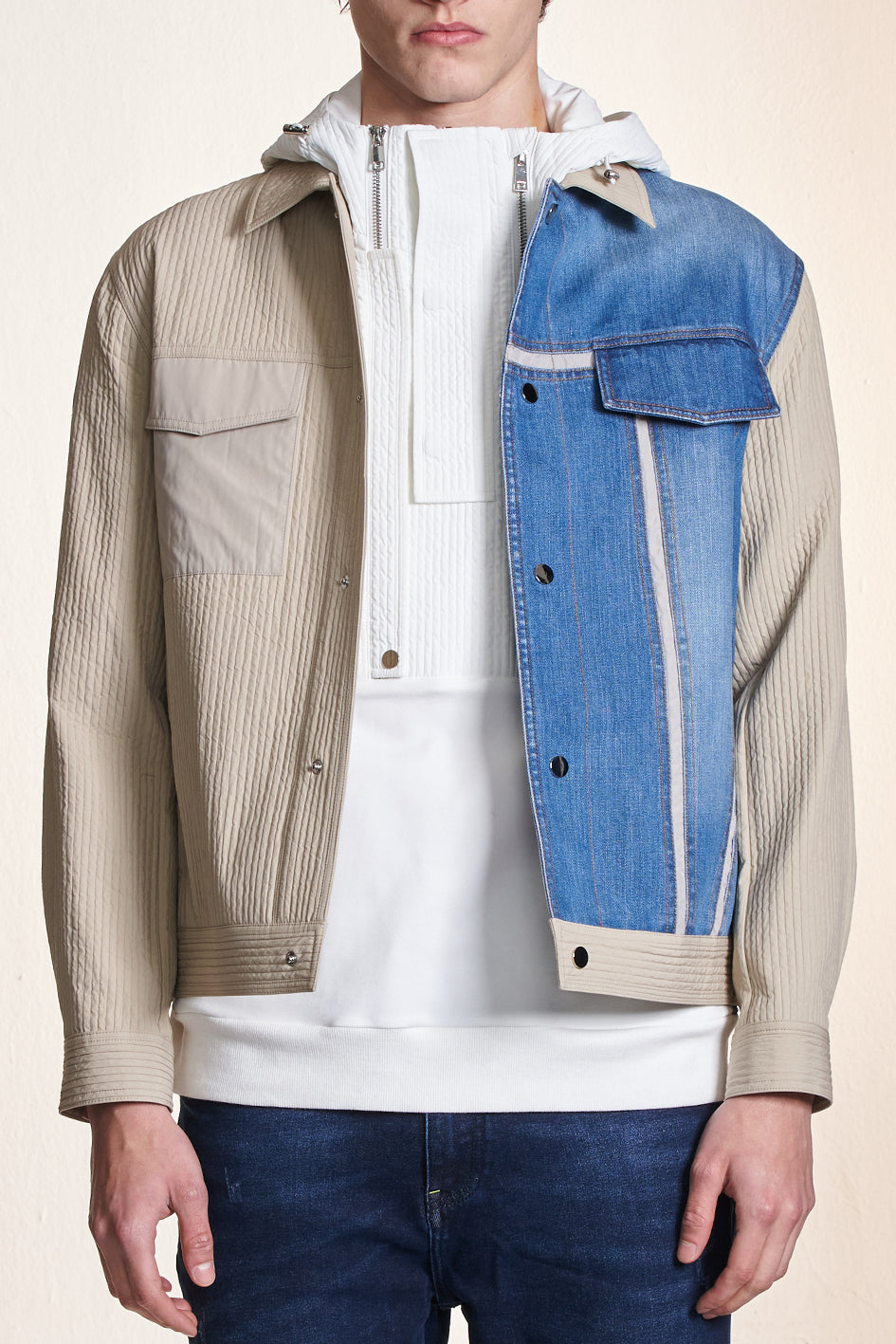 Jacket With Denim Contrast