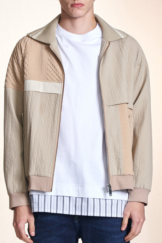 ファブリックコントラストジッパージャケット