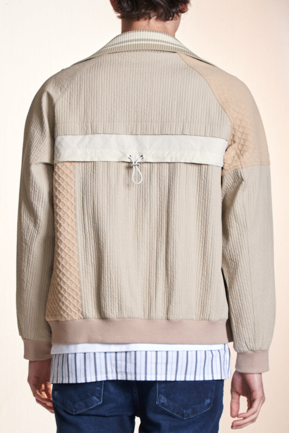 Fabric Contrast Zipper Jacket