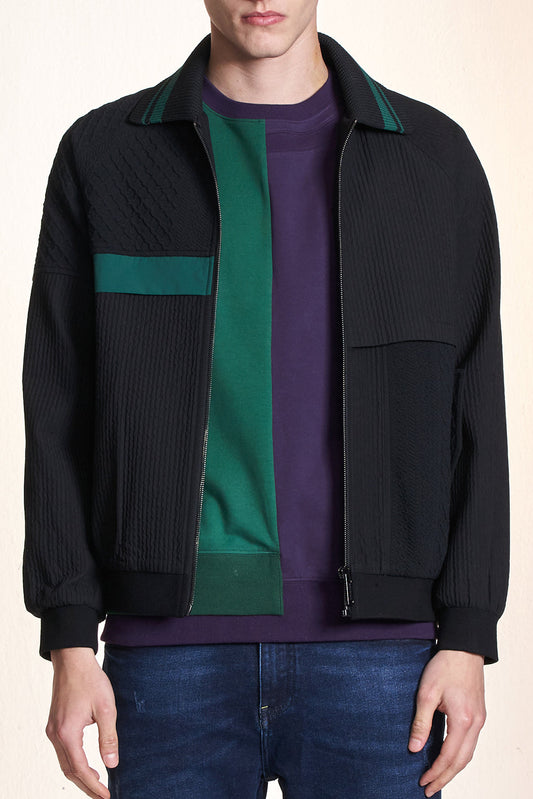 ファブリックコントラストジッパージャケット