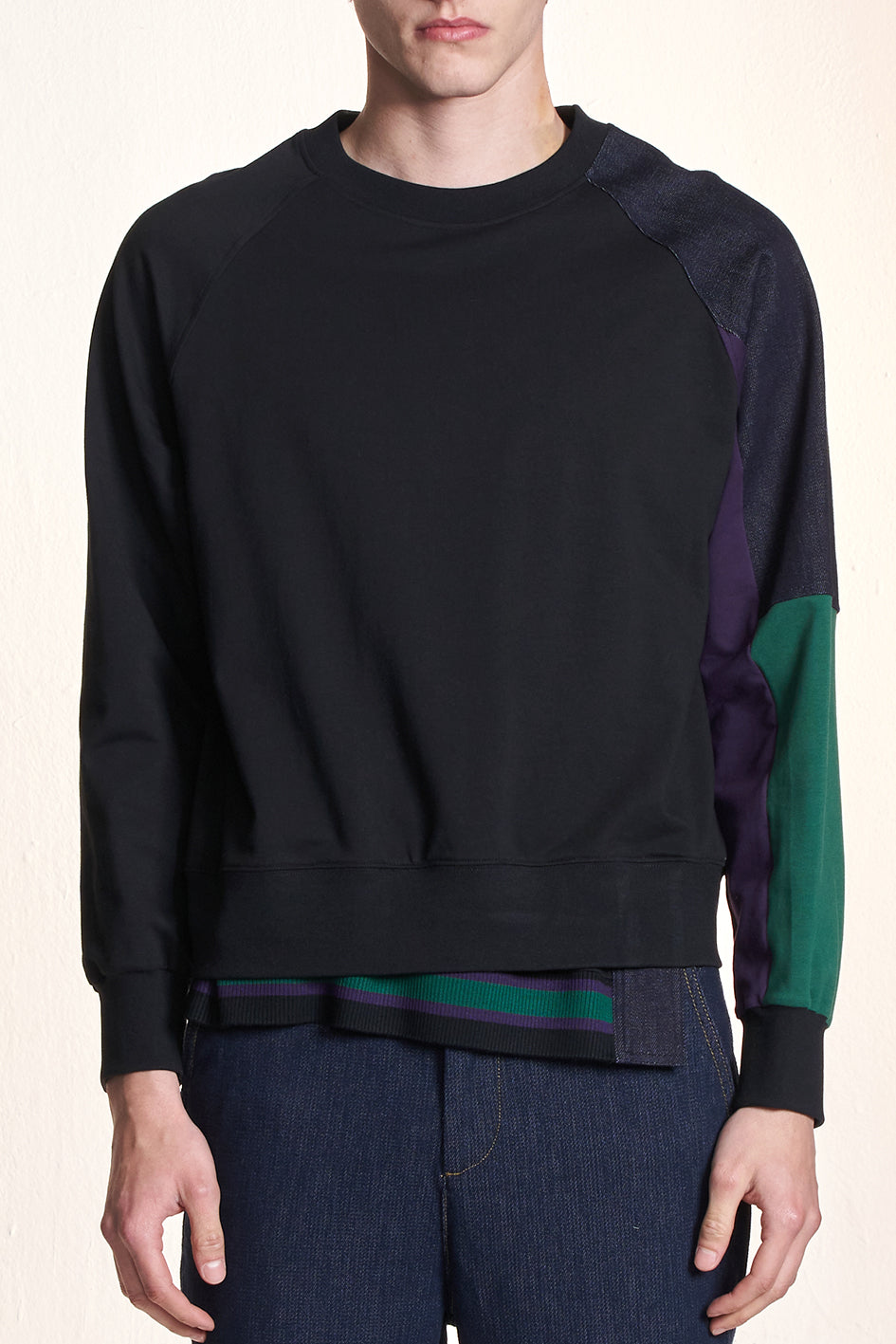 Sweatshirt With Color Contrast Sleeve