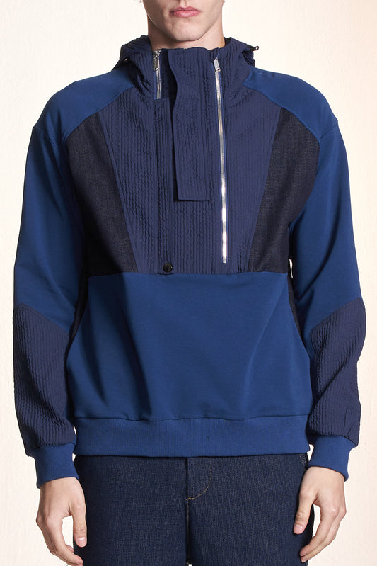 ファブリックコントラストジッパーパーカー