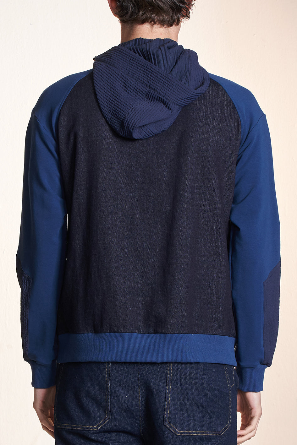 Fabric Contrast Zipper Hoodie
