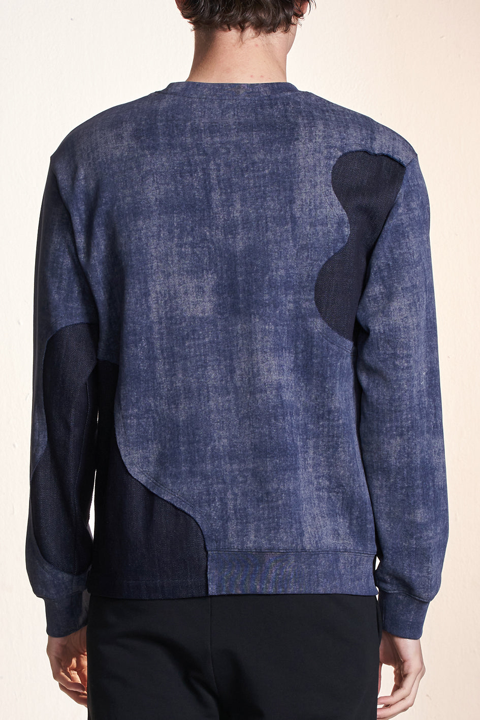 Batik Knit Sweatshirt With Denim Contrast