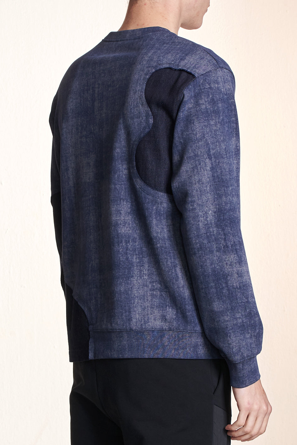 Batik Knit Sweatshirt With Denim Contrast