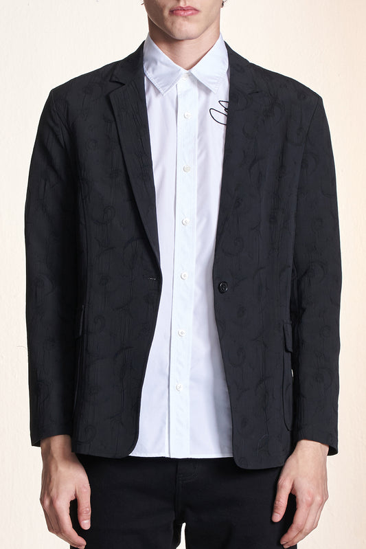 Floral Pattern Embroidery Slim Fit Blazer