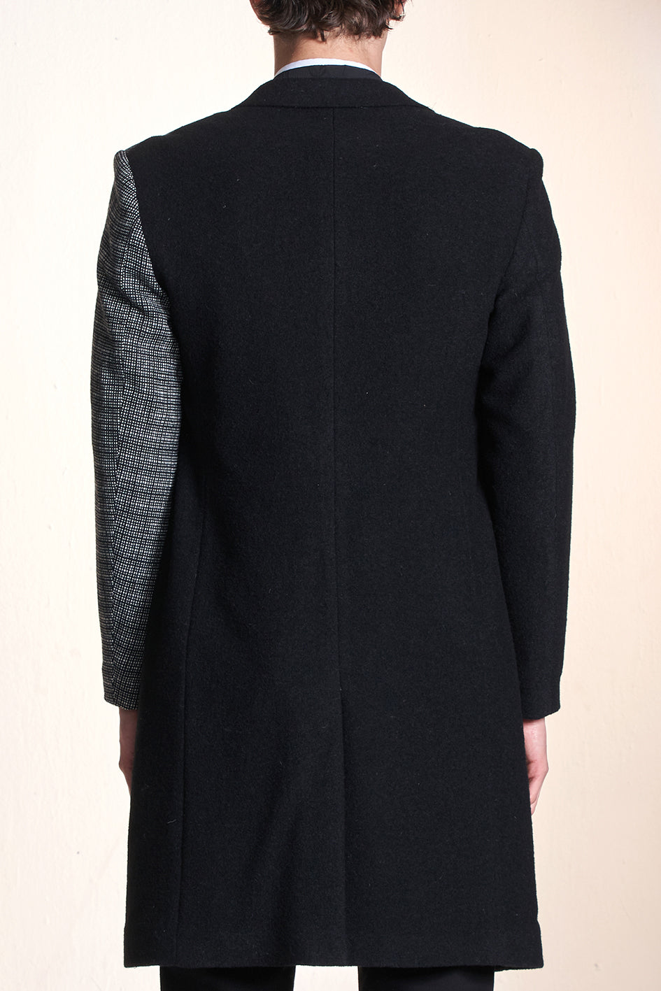 Wool Coat Contrast With Tweed