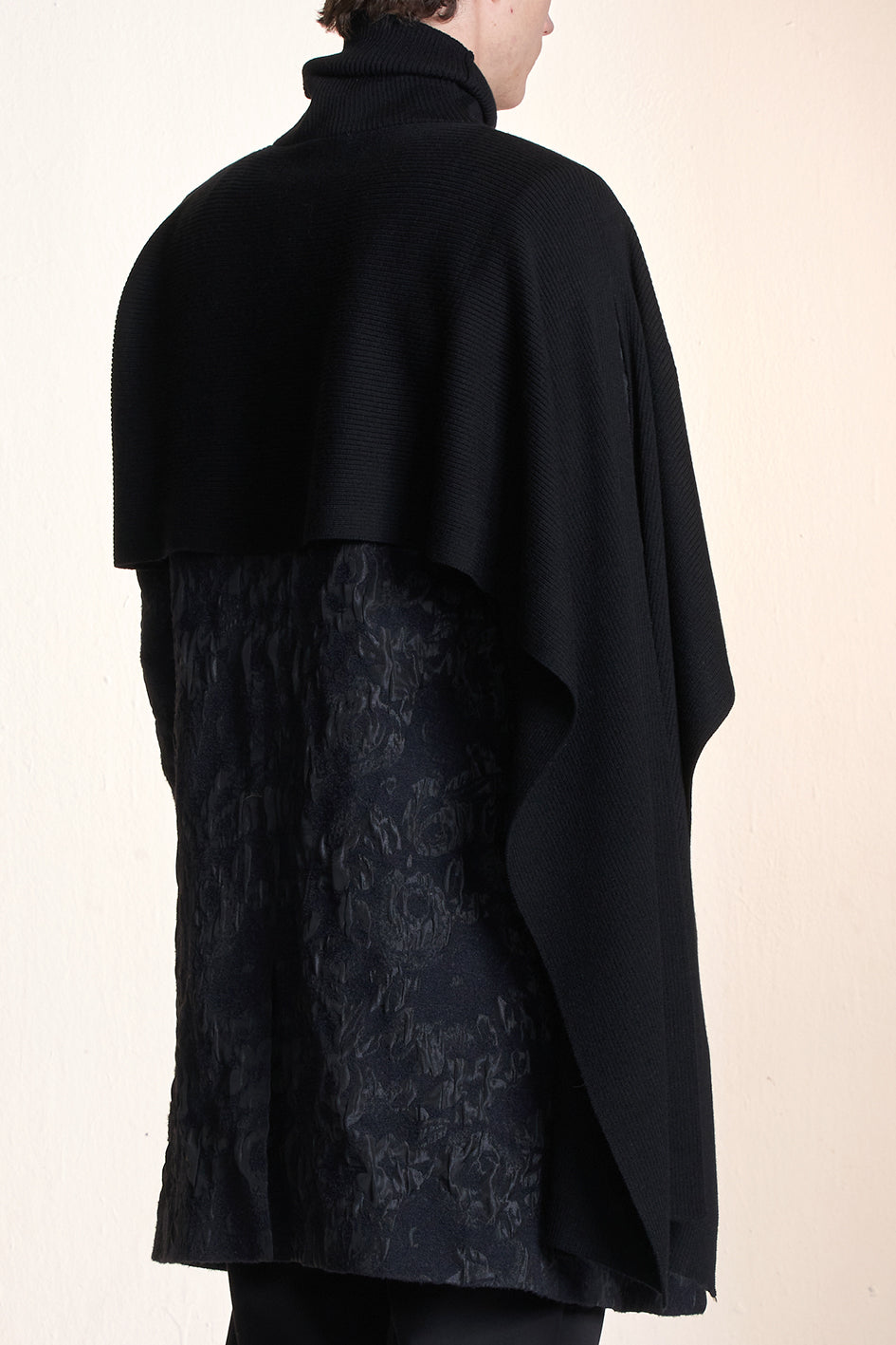 Turtleneck Asymmetric Wool Cape