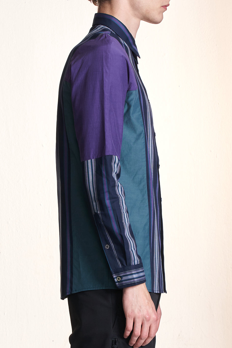 Color Striped Shirt With Color Block