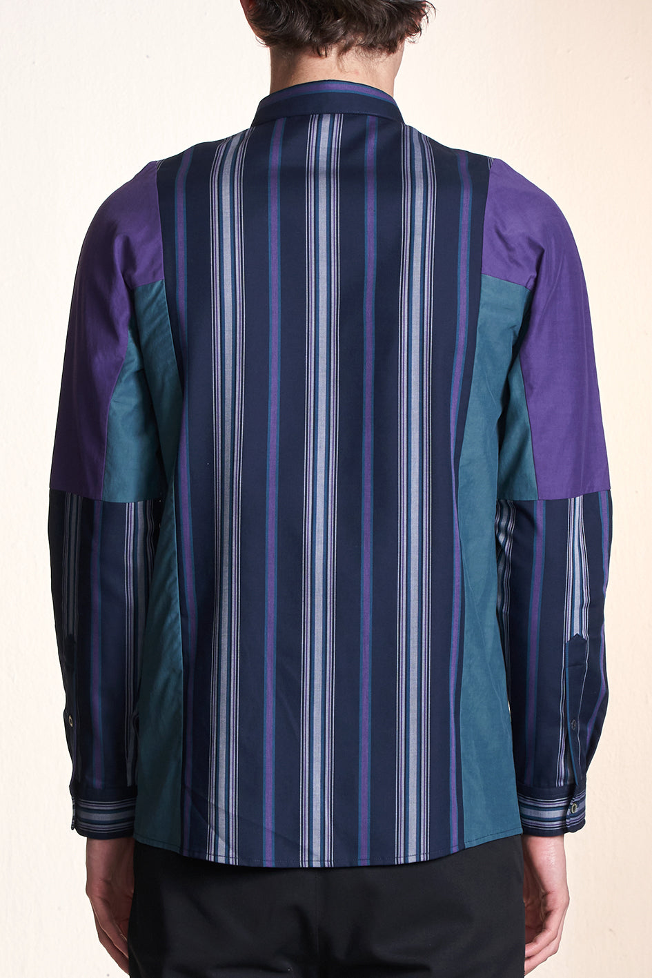 Color Striped Shirt With Color Block