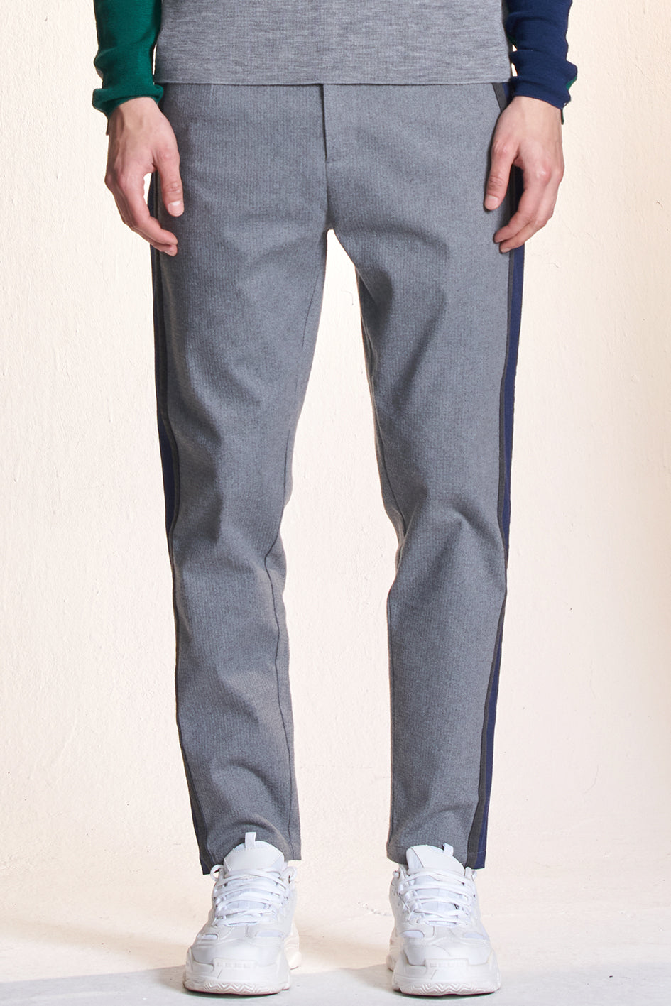 Slim Fit Pants With Color Trim