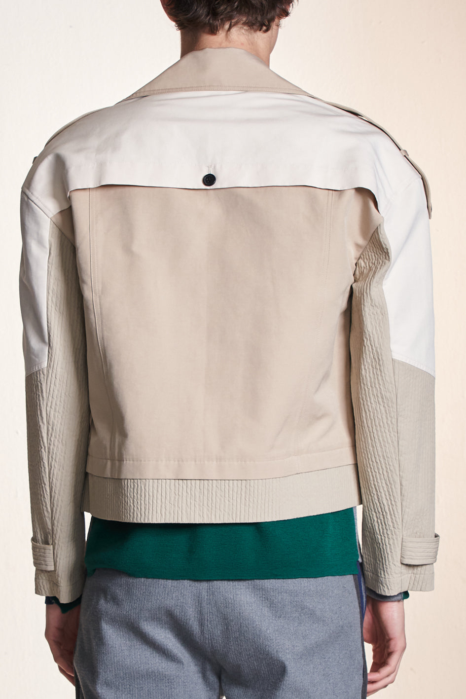Cropped Trench Coat With Color Contrast