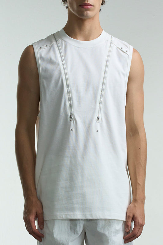 Tank Top With 2 Zippers And Studs