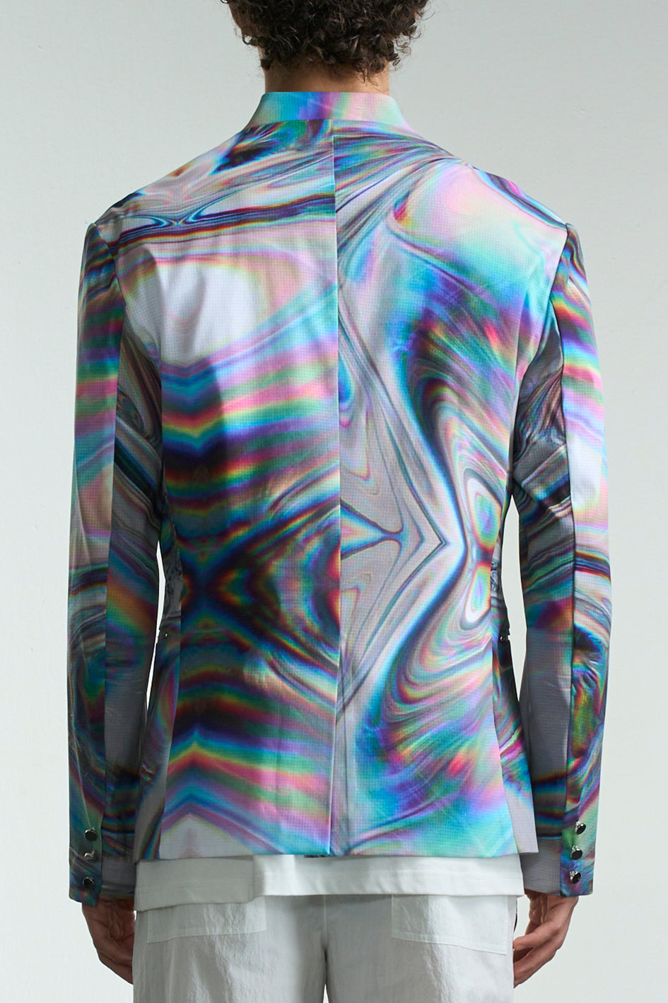 Metal Liquid Print Stand Collar Jacket