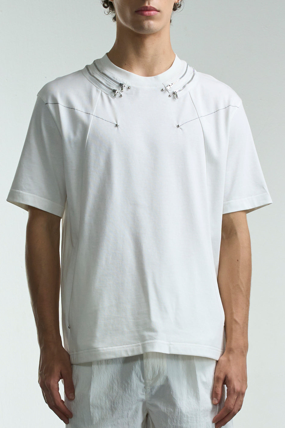 Zippers Collar Tee With Studs