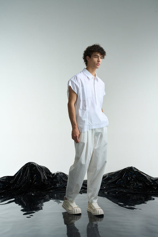 Wide Shoulder Sleeveless Pullover Shirt